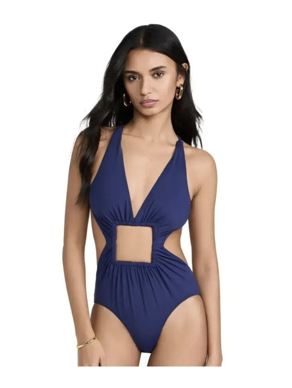 STAUD Liberty Navy Blue Cutout One-Piece Swimsuit